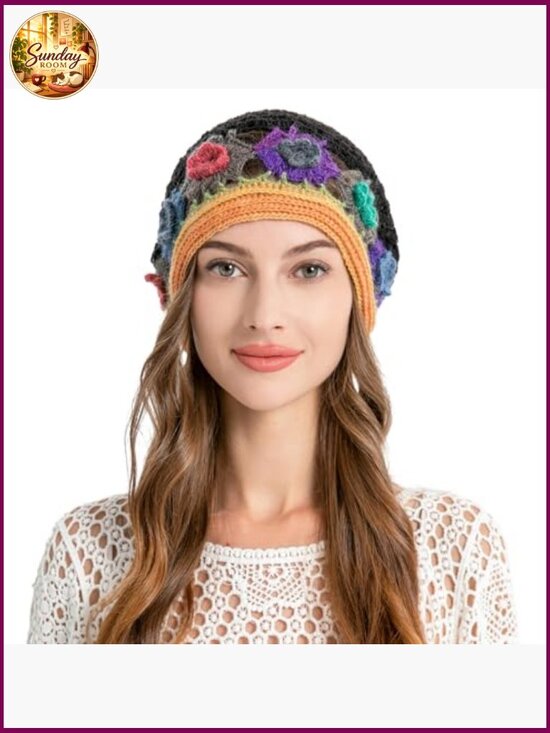 Women\'s Handmade Crochet Slouchy Beanie Hat - Cotton Knit Summer Skull Cap main image 5